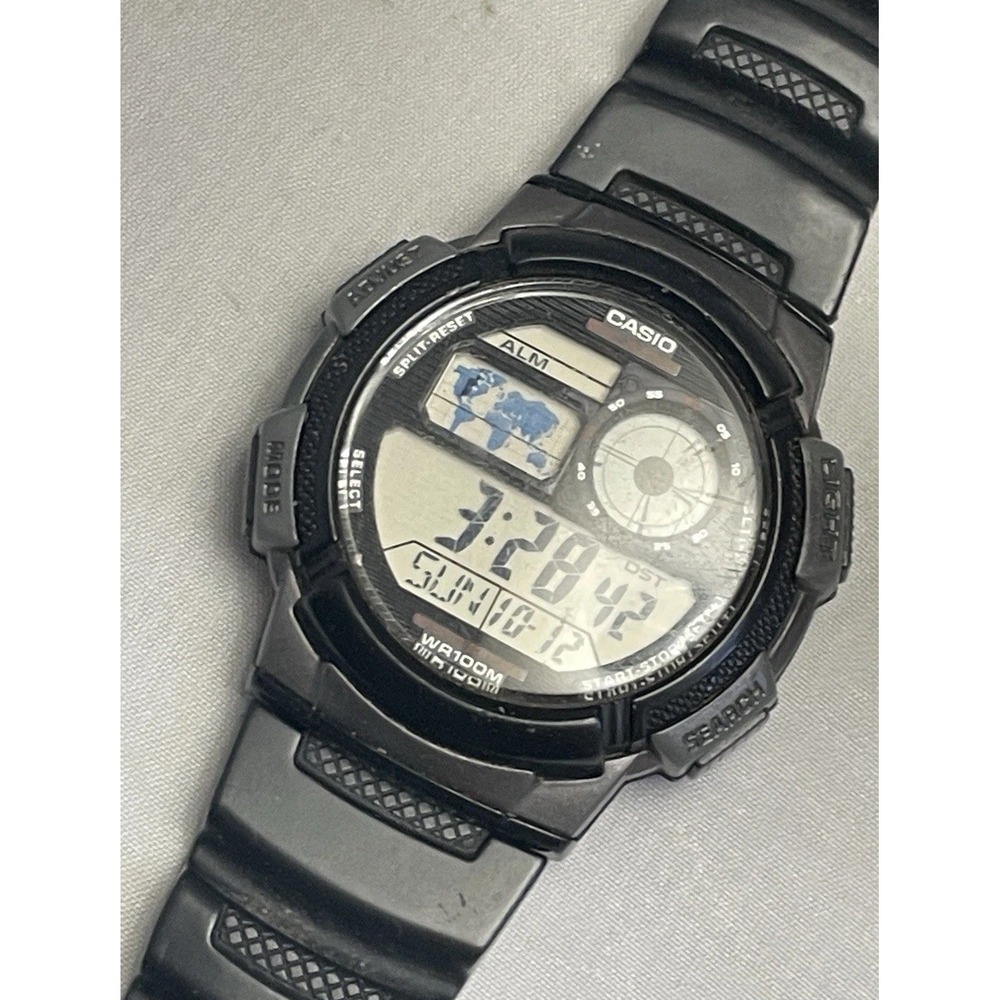 CASIO Illuminator Watch Mens 5 Alarm Digital 44mm AE1000W Day Date Sport Casual
